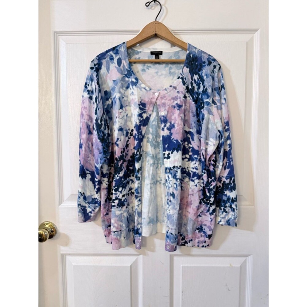 NWT Talbots Blue & Purple Cardigan Sweater XL